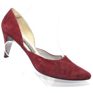 Ellen Tracy Linda Allard Womens Sz 10M Pumps Burgundy Red Suede Kitten High Heel
